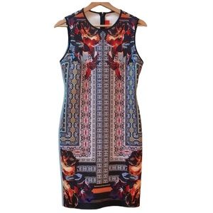 Sleeveless Multicolor Printed Sheath Dress